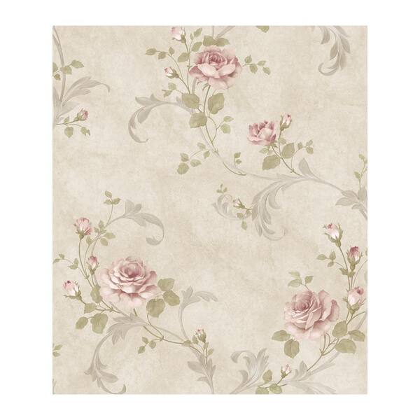 Chesapeake Gracie Grey Floral Scroll Wallpaper Sample