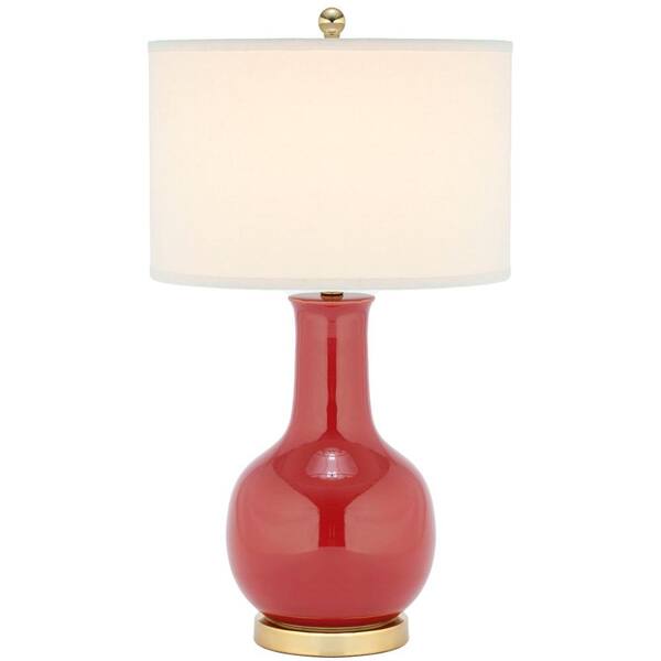 Safavieh Paris 27.5 in. Red Gourd Ceramic Table Lamp with White Shade