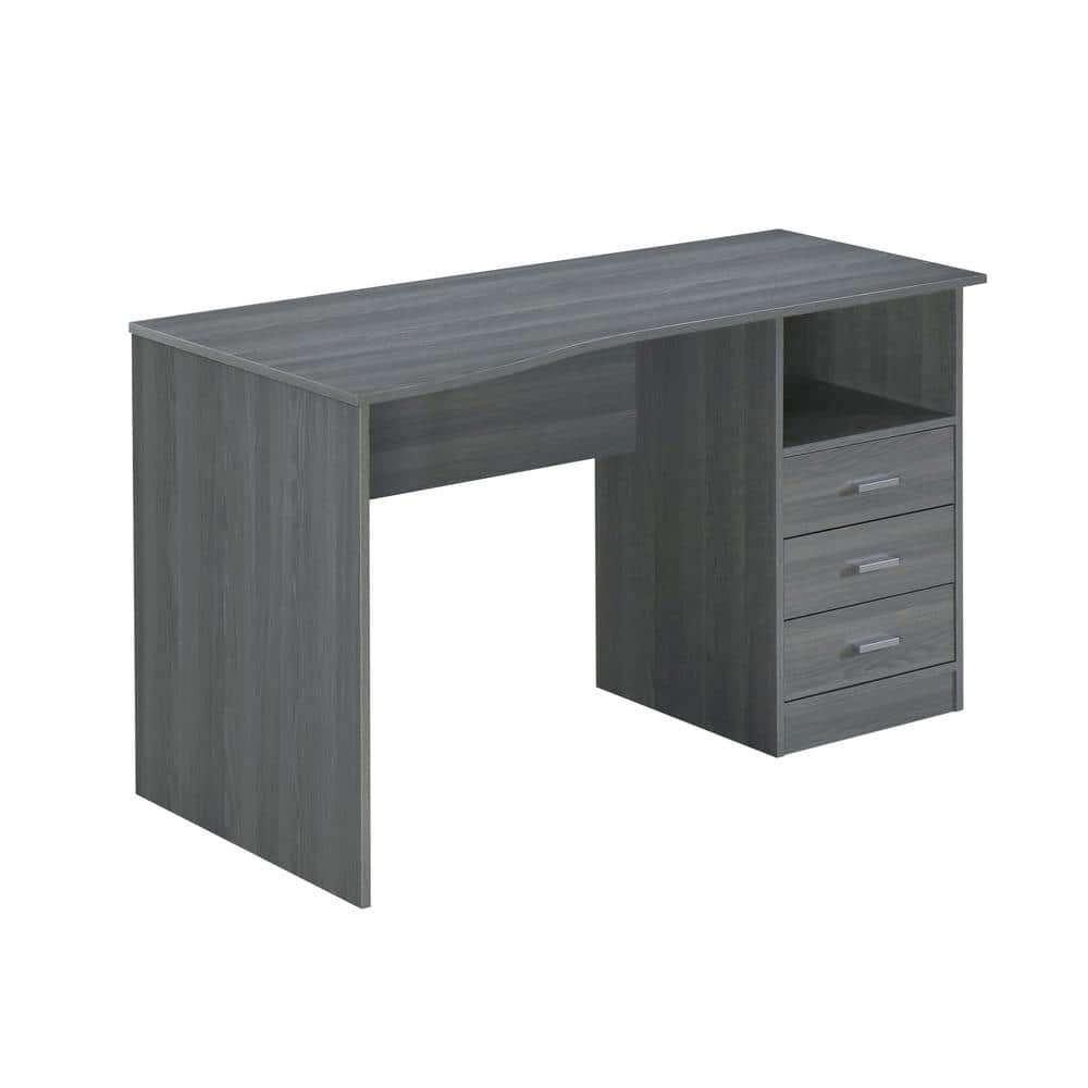 Elegant Gray Wood Computer Desk with Storage Drawers