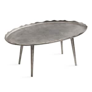 Alessia 34 in. Silver Oval Metal Coffee Table