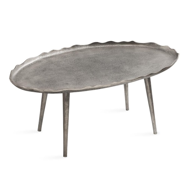 Kate and Laurel Alessia 34 in. Silver Oval Metal Coffee Table