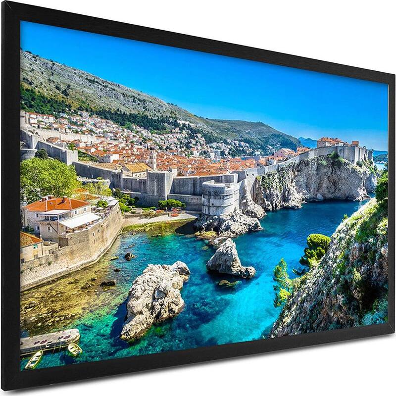 Projector Screen Fixed Frame 130 in. 16:9 Movie Screen 4K HD with Aluminum Frame Projection Screen Wall Mounted