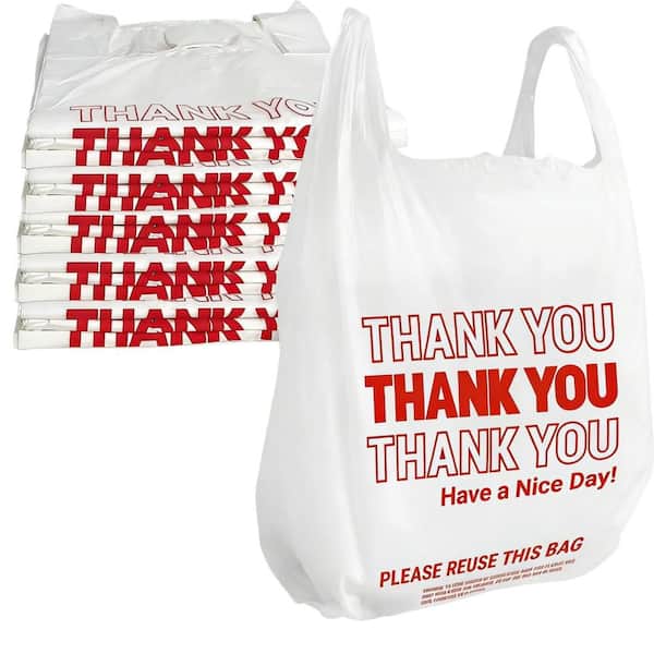 11.5 in. x 6.5 in. x 21 in. Thank You Reusable Grocery Bag for Shopping, Restaurants and Convenience Store (350-Pack)