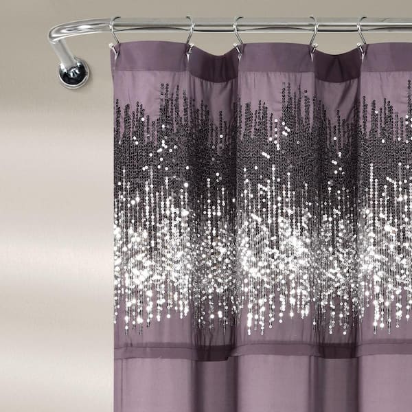 Shimmer Sequins Shower Curtain Purple, Shiny Sparkle Glitter Shower Curtain