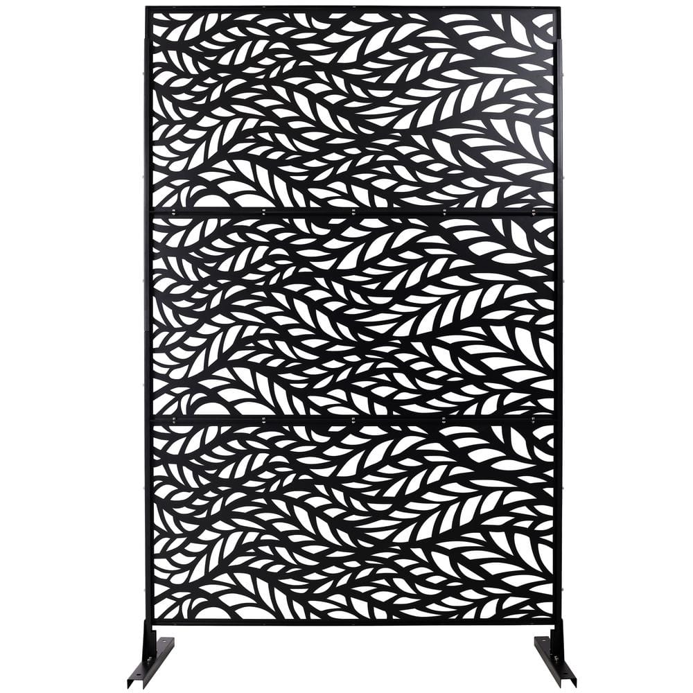 48 in. W x 76 in. H Black Freestanding Decorative Leaves Metal Privacy Screen price history on PriceWatchPro