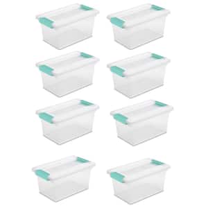 New Medium Clip Box Clear Storage Tote Container with Lid (8 Pack)
