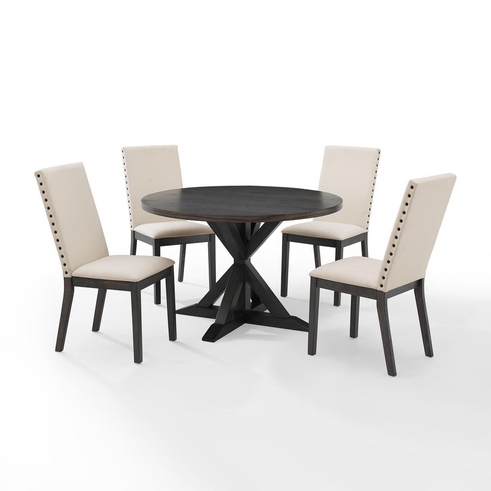 Hayden 5-Piece Slate and Cream Round Farmhouse Dining Set