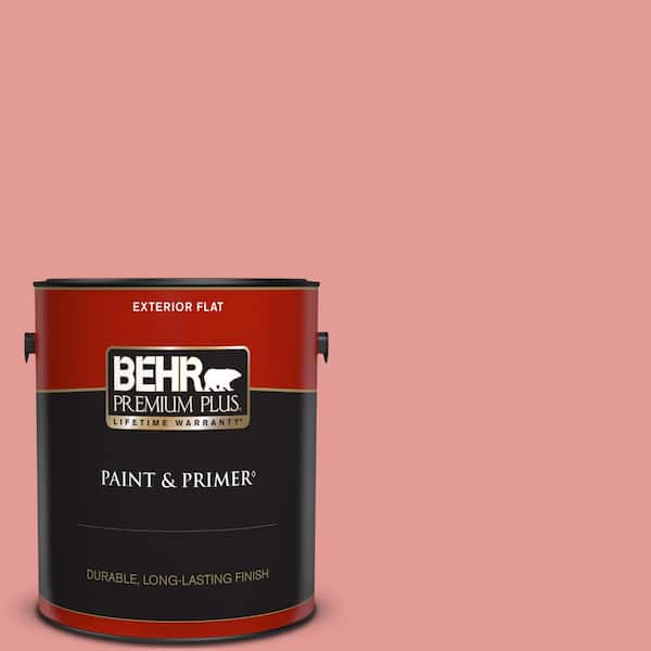 BEHR PREMIUM PLUS 1 gal. #M160-4A Sunset Pink Flat Exterior Paint & Primer