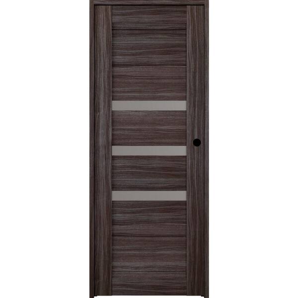 Belldinni Dora 18 in. x 83,25 in. Left-Hand Frosted Glass Gray Oak Solid Core Wood Composite Single Prehung Interior Door