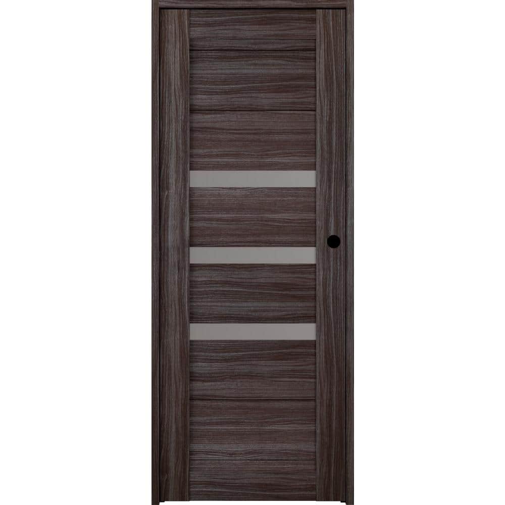 Dora 24 in. x 96 in. Left-Hand Frosted Glass Gray Oak Solid Core Wood Composite Single Prehung Interior Door price history on PriceWatchPro