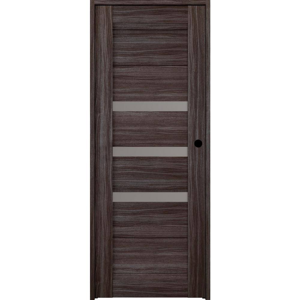 Dora 28 in. x 96 in. Left-Hand Frosted Glass Gray Oak Solid Core Wood Composite Single Prehung Interior Door price history on PriceWatchPro