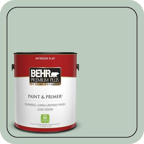 BEHR PREMIUM PLUS 1 gal. #MQ3-49 Jade Tinge Flat Low Odor Interior Paint & Primer