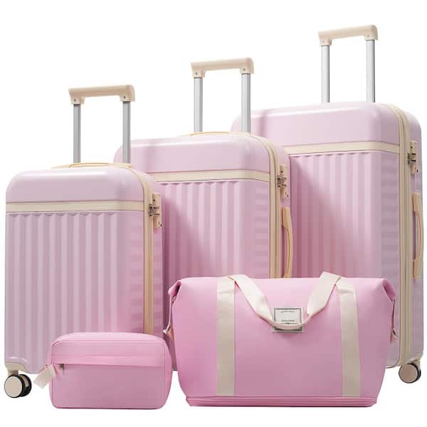 Tatahance 3-Piece Pink Hardside Spinner Wheels Luggage Set with
