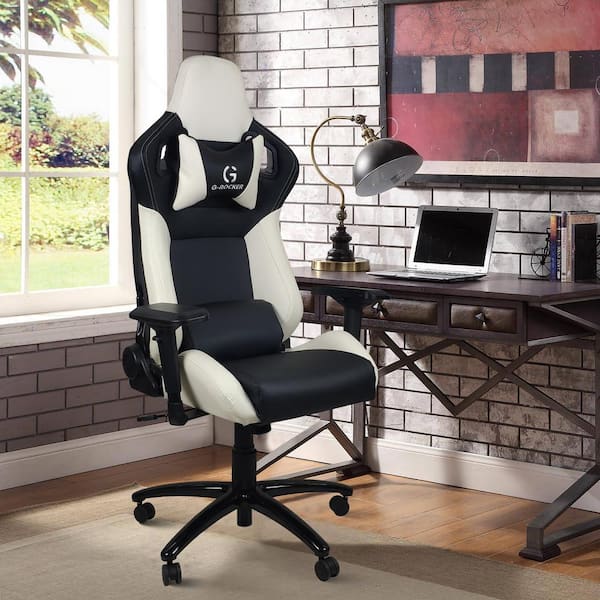  Gaming Chair PC Massage Computer Chair Ergonomic Executive  Office Chair High Back PU Leather Racing Game Chairs Home Office Rolling  Swivel Desk Chairs w/Lumbar Support Headrest Flip Up Arms,Grey : Home