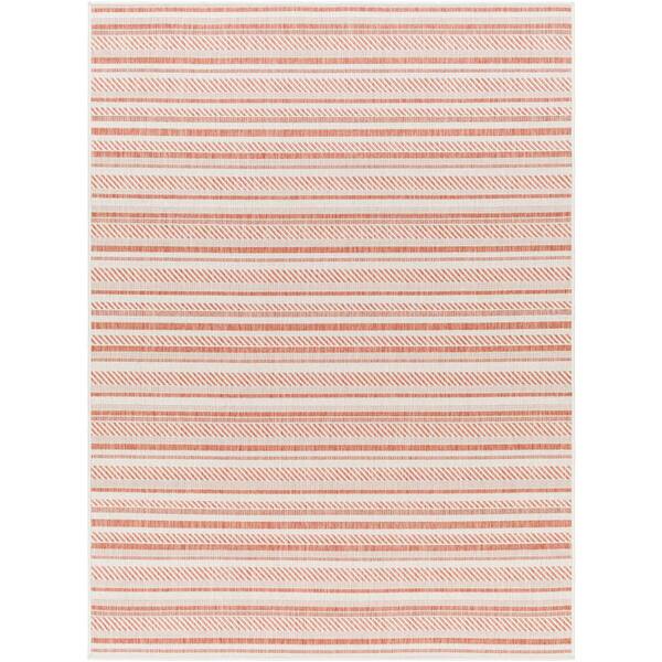 Livabliss Llyr Orange 5 ft. x 8 ft. Striped Indoor/Outdoor Area Rug