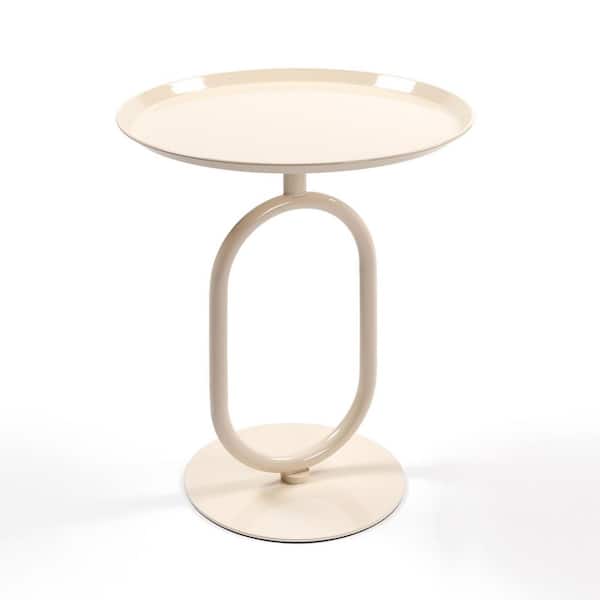 21 in. Lantern-shaped Small Metal End Table, Modern Coffee Drink Cocktail Table, Small Accent Pedestal Table