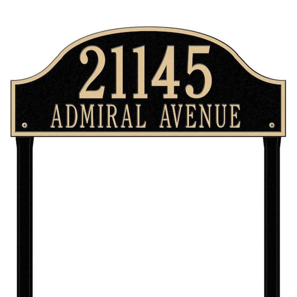 Whitehall Products Admiral Estate Arch Black/Gold Lawn Two Line Address Plaque