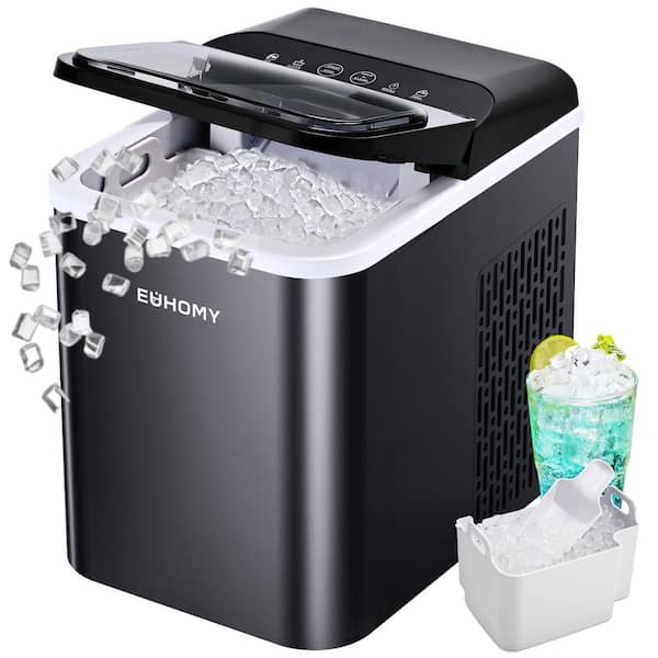 9.1 in. 35 lb. Nugget Ice Portable Countertop Ice Maker in Black with Ice Scoop, Self-Cleaning