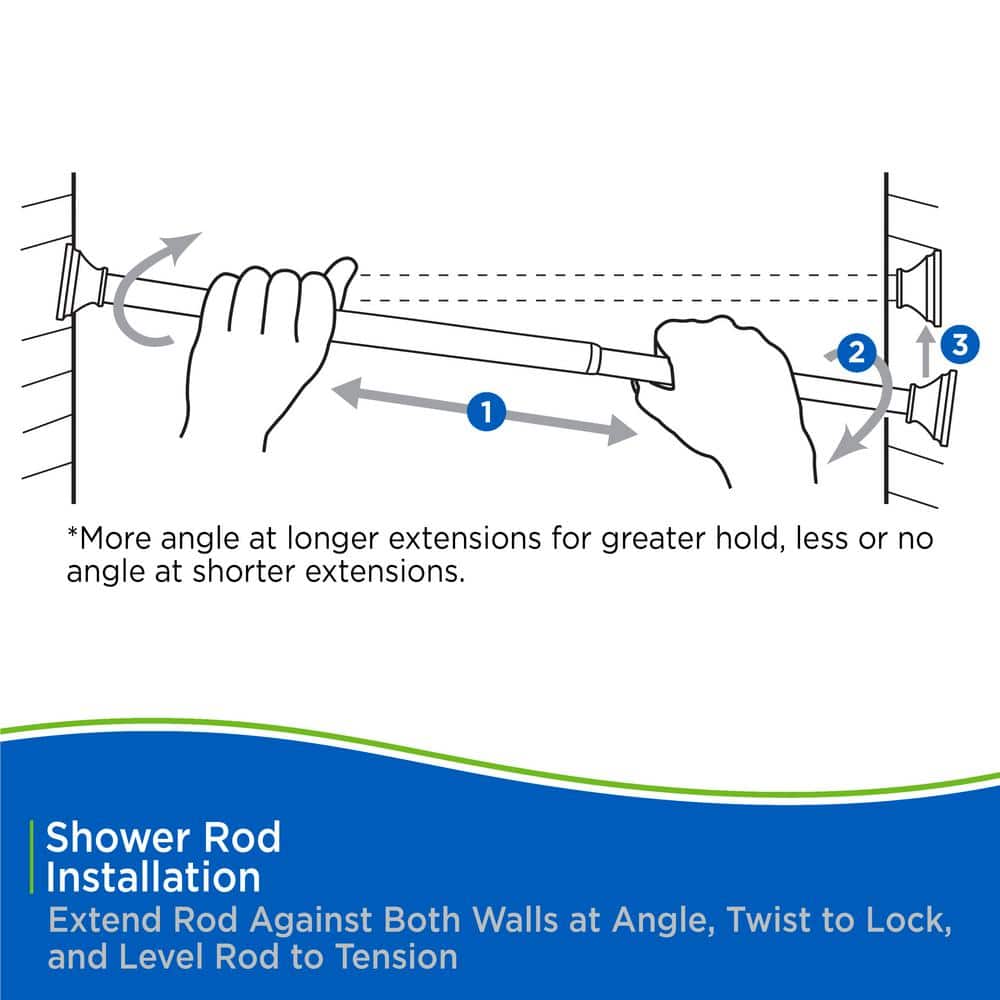 White Adjustable Steel Tension Shower Curtain Rod, 24-40 Inches