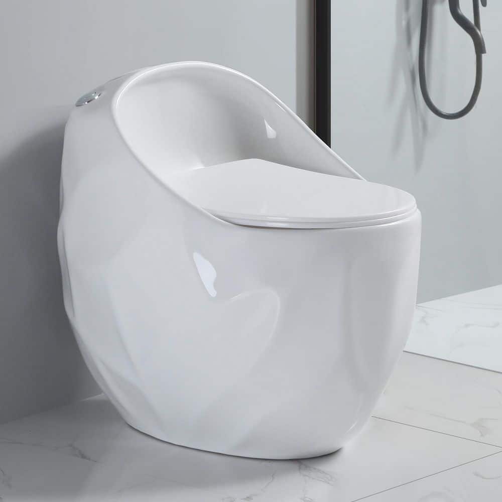 1-Piece Modern Toilet, 1.6 GPF Single Flush Round Toilet, Toilet with Soft 