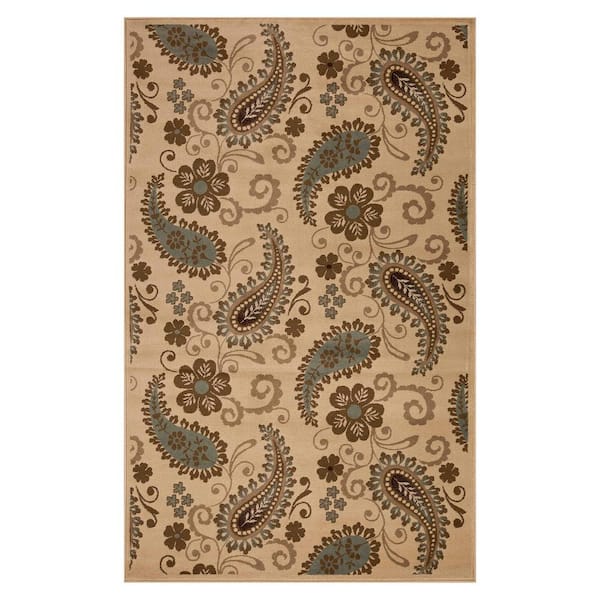Parkway Beige 7 ft. x 9 ft. Modern Vintage Paisley Indoor Area Rug