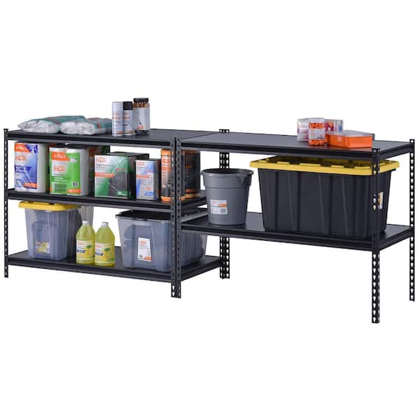 5-Tier Steel Garage Storage Shelving Unit in Black (48 in. W x 72 in. H x 24 in. D)