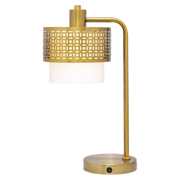 River of Goods Lorelai 19.5 in. Gold-Tone Candlestick Table Lamp with 2-Piece Gold and White Drum Shade