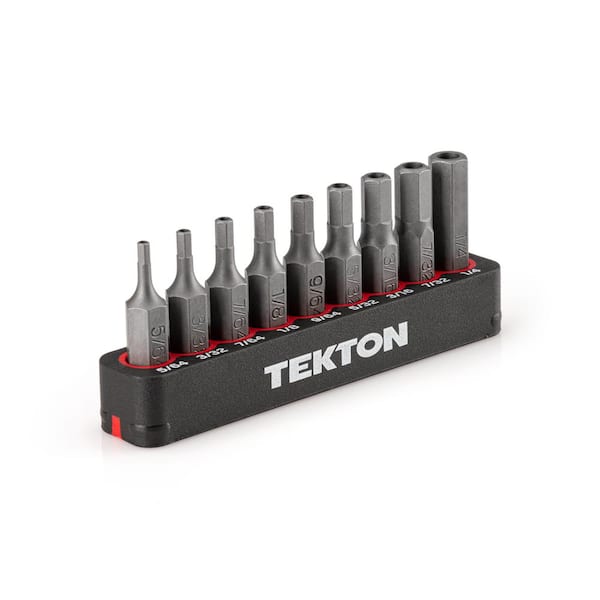 TEKTON 1/4 in. Pin in Hex Security Bit Set with Rail (9-Piece) (5/64-1/4 in.)