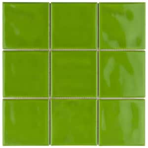 Twist Square Green Kiwi 11-3/4 in. x 11-3/4 in. Ceramic Mosaic Tile (9.8 sq. ft./Case)