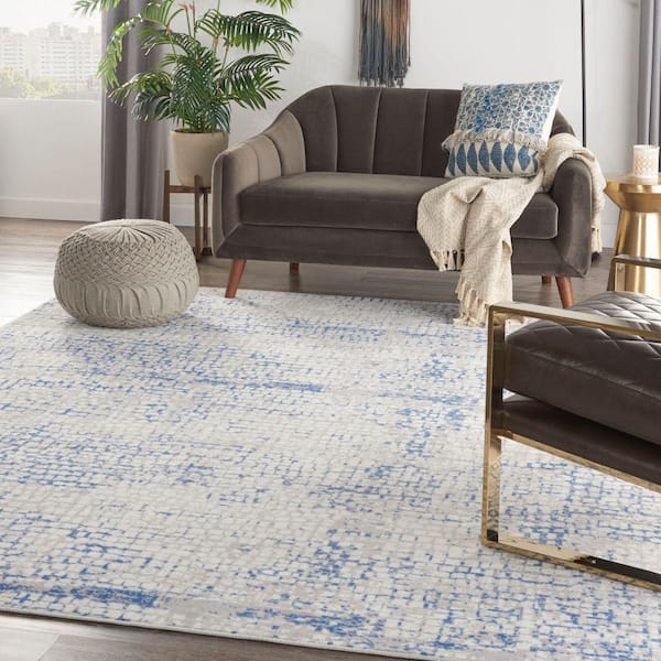 Whimsicle Gray Blue 8 ft. x 10 ft. Abstract Contemporary Area Rug