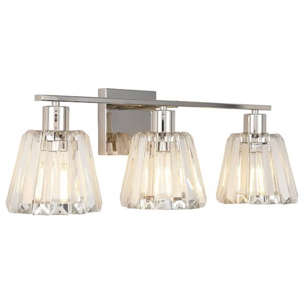 23 in. 3 Light Brushed Nickel Vanity Light with Clear Glass Shade