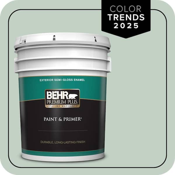 BEHR PREMIUM PLUS 5 gal. #PPU11-13 Frosted Jade Semi-Gloss Enamel Exterior Paint & Primer