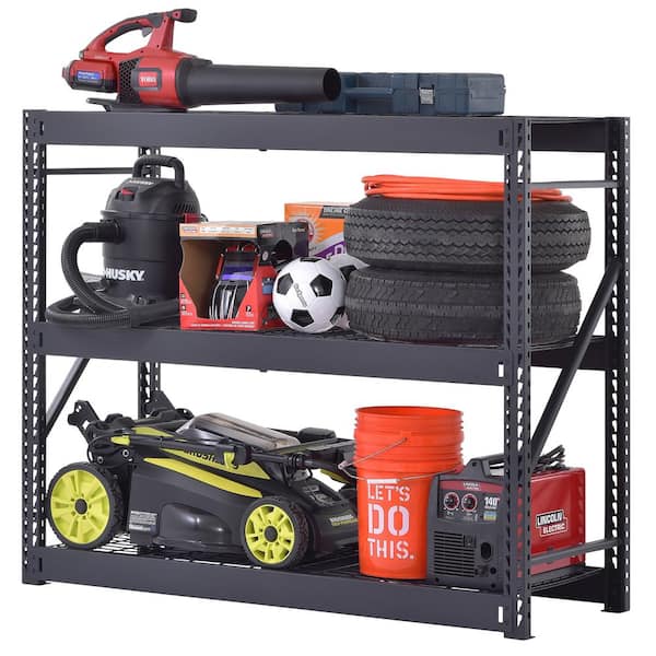 Husky 3-Tier Industrial Duty Steel Freestanding Garage Storage Shelving Unit in Black (65 in. W x 54 in. H x 24 in. D)