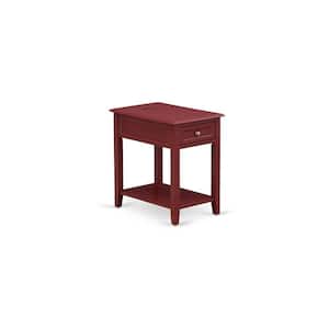 Night Stand 24 in. x 19 in. Burgundy Rectangle Modern End Table Wood Laminate Top with a Drawer for Bedroom