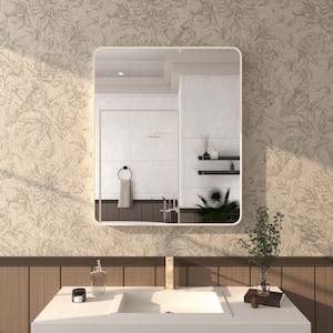 Cozy 30 in. W x 36 in. H Rectangular Framed Wall Bathroom Vanity Mirror in Brushed Nickel