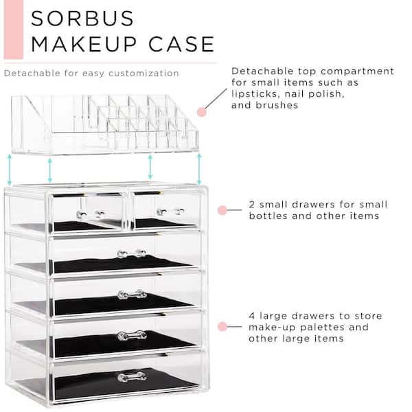 Sorbus Freestanding 6-Drawer 6.25 in. x 14.25 in. 1-Cube Acrylic Cosmetic  Organizer in Purple MUP-SET-42PU - The Home Depot