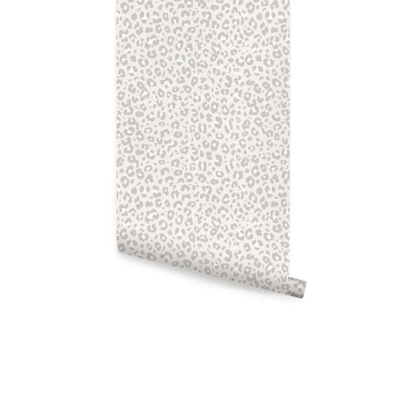 White & Grey Faux Leopard Print Wallpaper R4163