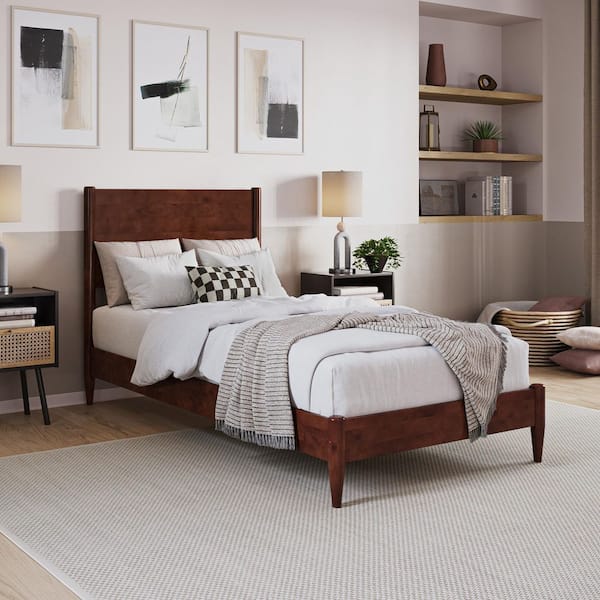 AFI Pasadena Walnut Brown Solid Wood Frame Twin XL Low Profile Platform Bed