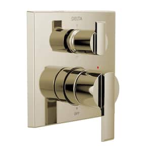 Ara Modern 2-Handle Wall-Mount Valve Trim Kit with 6-Setting Integrated Diverter in Polished Nickel (Valve not Included)