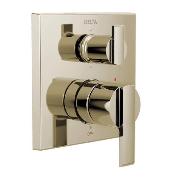 Delta Ara Modern 2-Handle Wall-Mount Valve Trim Kit with 6-Setting Integrated Diverter in Polished Nickel (Valve not Included)