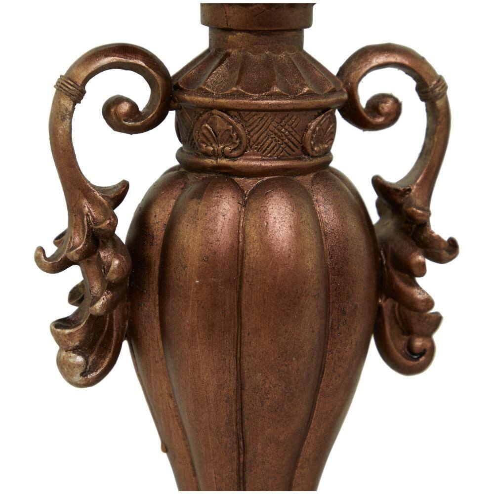 Antique Brass Polystone Scroll Candle Lantern Set