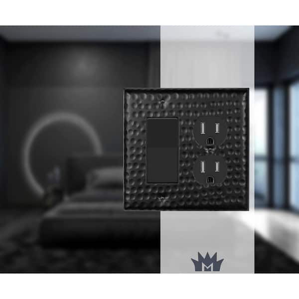 Black 2-Gang 1-Decorator/Rocker/1-Duplex Wall Plate (1-Pack)