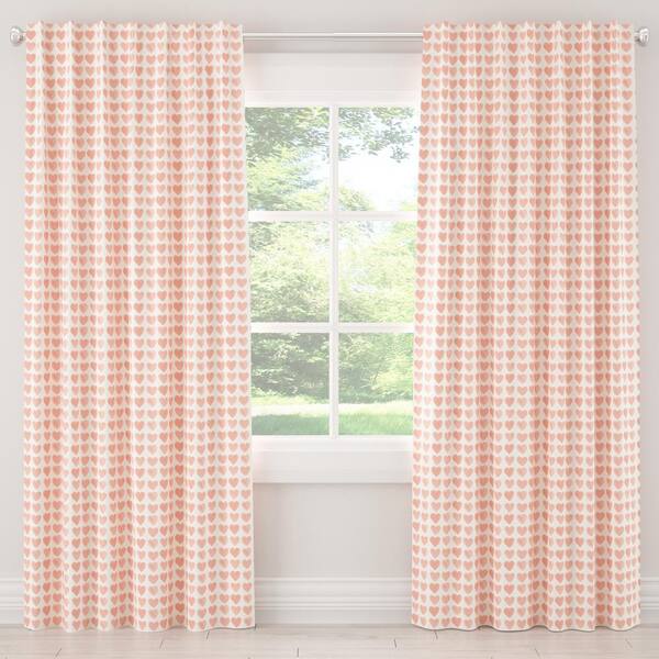 Skyline Furniture 50 in. W x 63 in. L Unlined Curtains in Hearts Peach