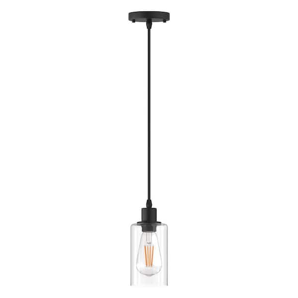 Briignite Matte Black Rustic Industrial 60-Watt 1-Light Mini Pendant Light with Metal Shade