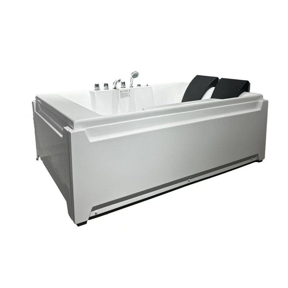 73 in. x 48 in. Alcove Whirlpool Bathtub for 2 Person with Left Drain, Hydro Massage, and Chromatherapy in Milk White price history on PriceWatchPro