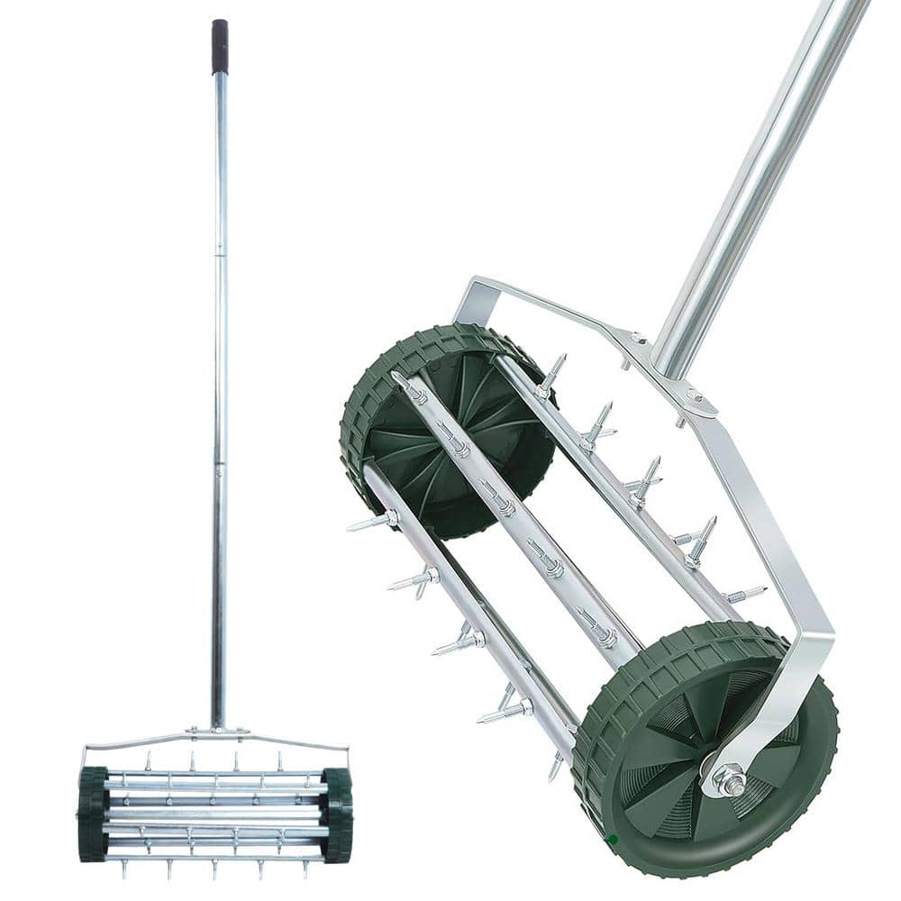 ATENGNES 18 in. Heavy-Duty Rolling Lawn Aerator Garden Tool YD240146 ...