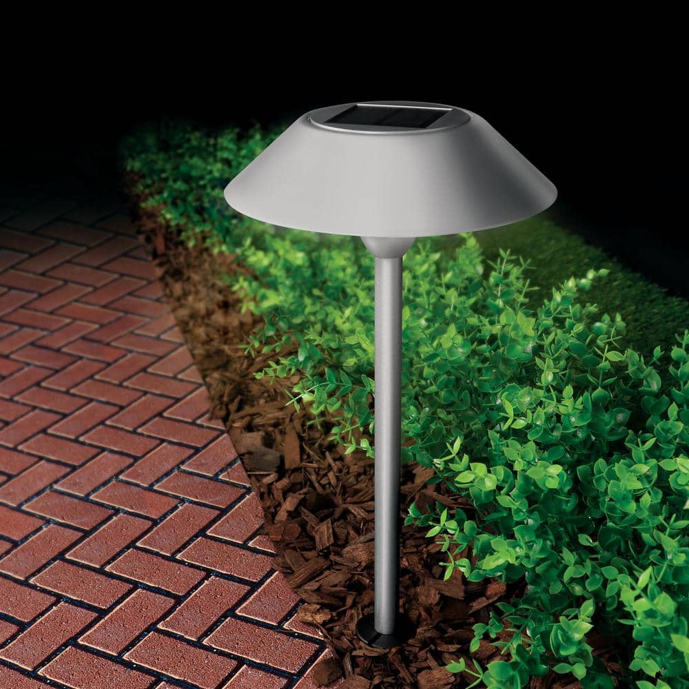 Feit Brushed Nickel Solar Powered LED Pathway Light with Dusk to Dawn