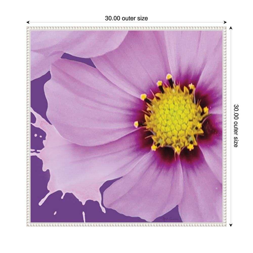 Flower Pop III Pink and Yellow Abstract Canvas Print with White Frame