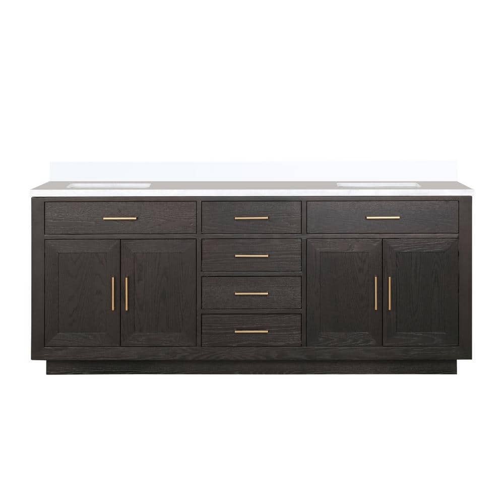 Condor 80 in. W x 22 in. D Brown Oak Double Bath Vanity with Cultured Marble Top price history on PriceWatchPro