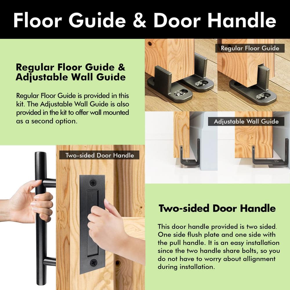 Homacer 84in/80in High Paneled Wood Unfinished Barn Door With Installation Hardware Kit, Door Handle And Soft Close